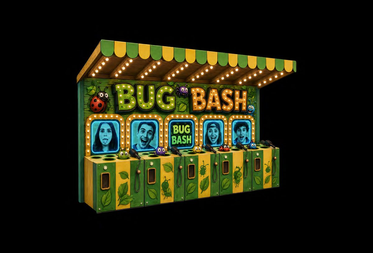 Bug Bash – grønn whack-a-mole-bod med insekter