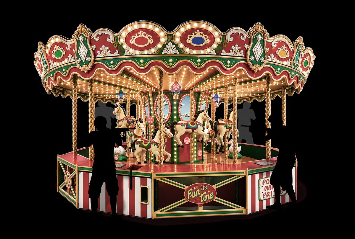 Carousel Carnage – ekte karusell med blinker, omgitt av spillere med lysgevær