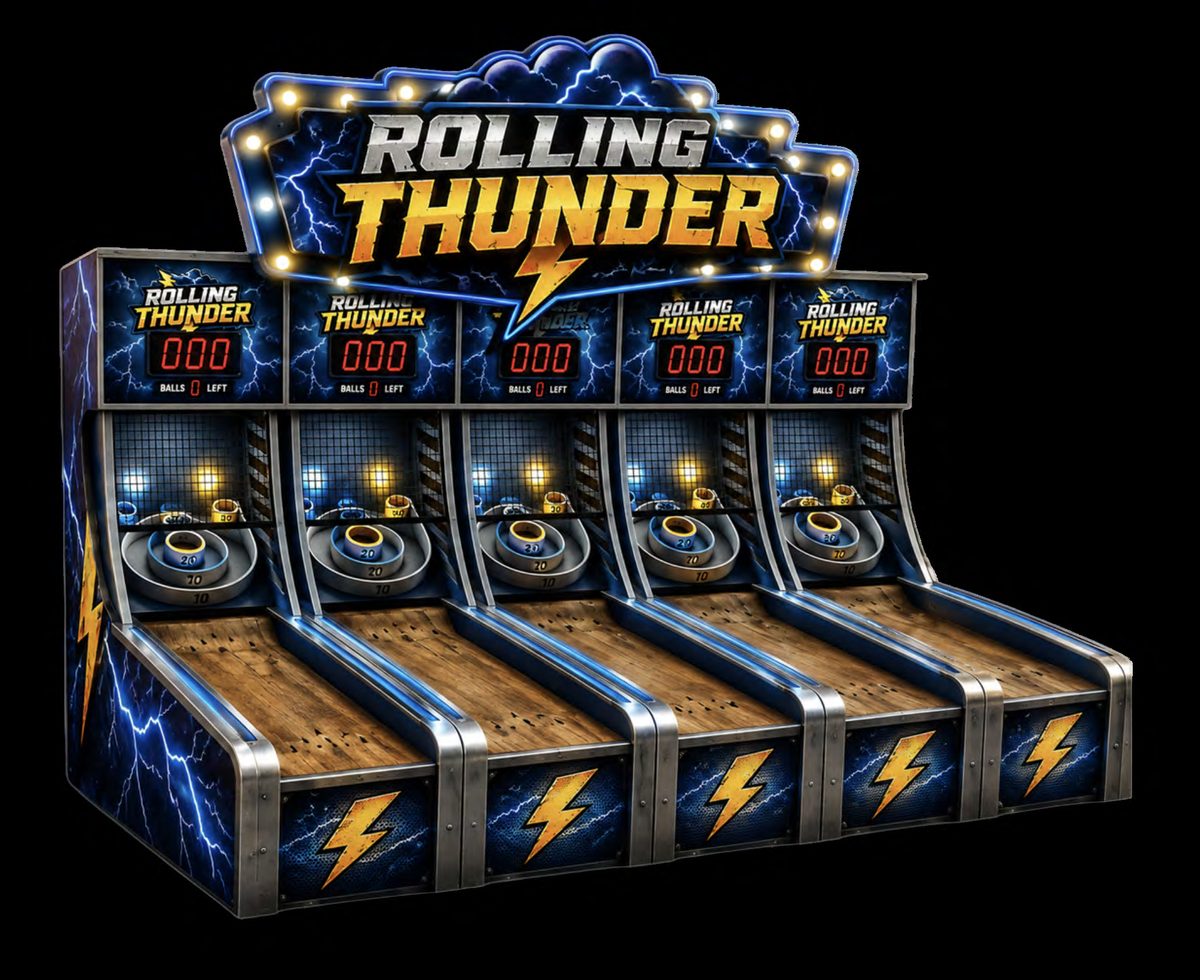 Rolling Thunder – fem baner med roterende målskiver og lynsymboler